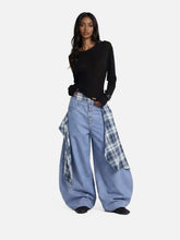 Aelfric Eden Double Waist Plaid Baggy Barrel Jeans