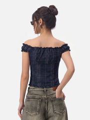 Aelfric Eden Plaid Off-The-Shoulder Tube Top