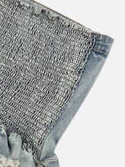 Aelfric Eden Fringe Hem Denim Bandeau Tube Top