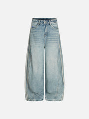 Aelfric Eden Stripe Whiskering Baggy Barrel Jeans
