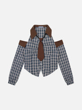 Aelfric Eden Plaid Tie Cropped Long Sleeve Shirt