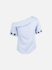 Aelfric Eden Stripe Star Off-The-Shoulder Short Sleeve Shirt