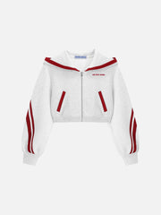 Aelfric Eden Cropped Contrast Stripe Zip Up Hoodie