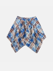 Washed Plaid Tie Waist Apron