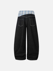 Aelfric Eden Plaid Tie Baggy Barrel Jeans