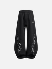 Aelfric Eden Thorn Print Baggy Barrel Sweatpants