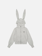 Aelfric Eden Rhinestone Bunny Ear Cropped Zip Up Hoodie