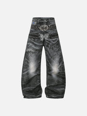 Aelfric Eden Belt Graphic Baggy Barrel Jeans