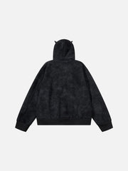 Aelfric Eden Cartoon Embroidered Zip Up Hoodie
