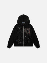 Aelfric Eden Boxy Rhinestone Star Zip Up Hoodie