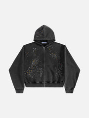 Aelfric Eden Rhinestone Boxy Zip Up V302 Hoodie