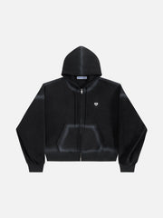 Aelfric Eden Boxy Washed Double Zip Up Hoodie