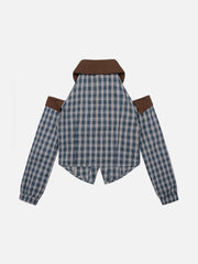 Aelfric Eden Plaid Tie Cropped Long Sleeve Shirt
