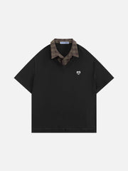 Aelfric Eden Boxy Layered Plaid Polo Tee