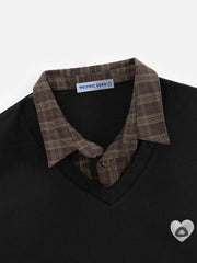 Aelfric Eden Boxy Layered Plaid Polo Tee