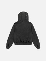 [Pre-Order] Aelfric Eden Cropped Rhinestone Star Zip Up Hoodie