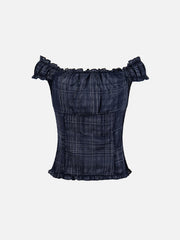 Aelfric Eden Plaid Off-The-Shoulder Tube Top