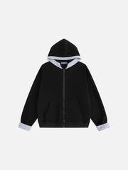 Aelfric Eden Plaid Trim Zip Up Hoodie