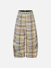 Aelfric Eden Star Waist Plaid Baggy Barrel Pants