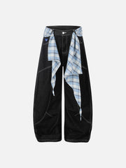 Aelfric Eden Plaid Tie Baggy Barrel Jeans