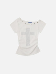 Aelfric Eden Rhinestone Off-The-Shoulder Tee
