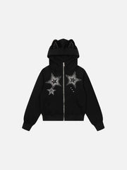 Aelfric Eden Rhinestone Star Zip Up Hoodie