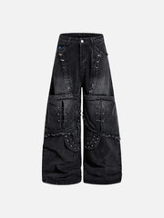 Aelfric Eden Studded Distressed Baggy Jeans