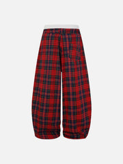 Aelfric Eden Double Waist Plaid Baggy Sweatpants