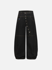 Aelfric Eden Asymmetric Button Baggy Barrel Jeans