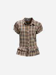 Aelfric Eden Plaid Ruffle Short Sleeve Shirt