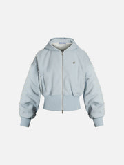 Aelfric Eden Cropped Pearl Studded Zip Up Hoodie